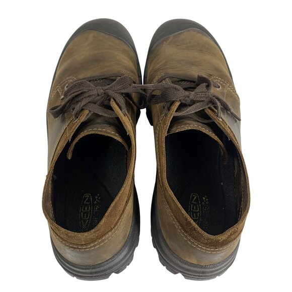 Keen Mens Size 12M Briggs II Brown Leather Lace-Up Hiking Shoes Rubber Toe Cap - Picture 6 of 11
